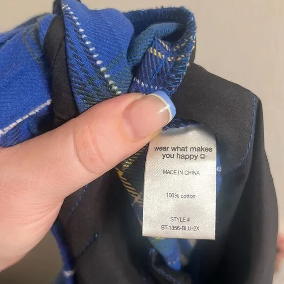 ✨SOLD✨Dressed by LALA Lovers Lane Plaid Wide Leg Sz 2X Trousers in Cobalt Blue✨ - Picture 9 of 9